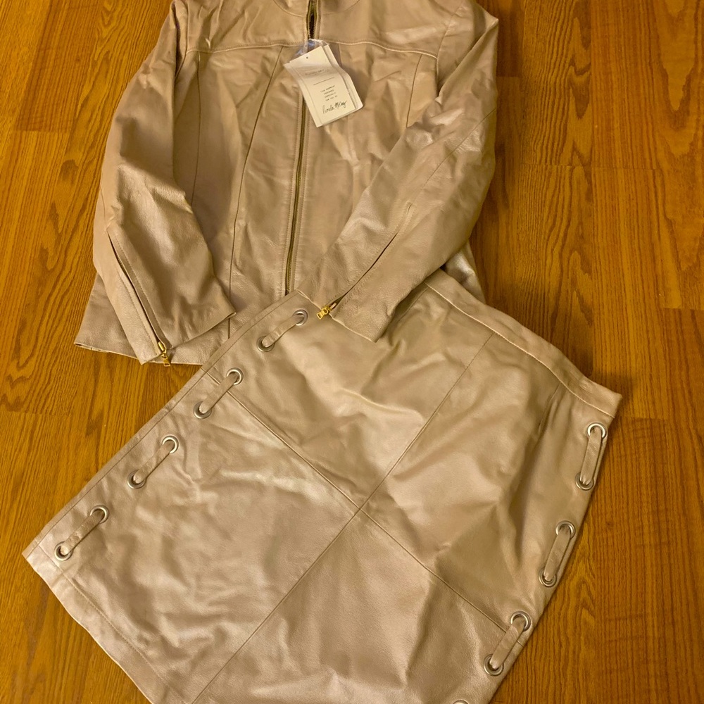 Leather jacket and skirt, size 1X, 100% genuine leather, Pamela McCoy.